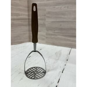 Vintage EKCO Potato Masher Plastic Wood-Like Handle Utensil Retro